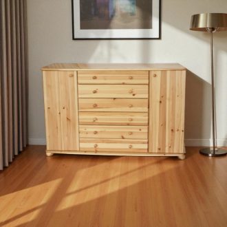 Anikó 2 ajtós 6 fiókos fenyő komód (165 cm széles)