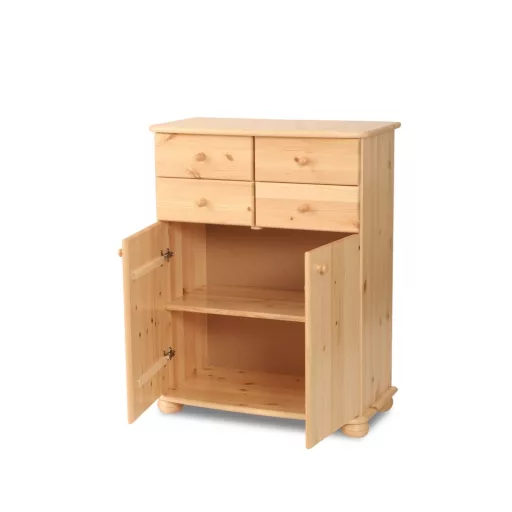 Anikó 2 ajtós 4 kis fiókos fenyő komód