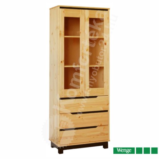 Lexa fenyő Szekrény 3 fiókos üveges Wenge