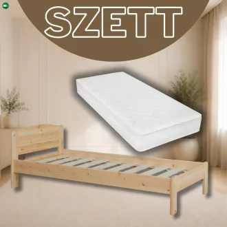   Henrik fenyő ágyváz alacsony lábvéggel 90x200 + kemény 90x200 matraccal
