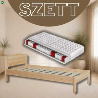   Henrik fenyő ágyváz alacsony lábvéggel 90x200 + kétoldalas, közepesen kemény 90x200 matraccal