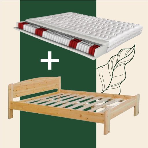 Henrik fenyő ágyváz alacsony lábvéggel  140 + Orfeusz 140x200 matraccal