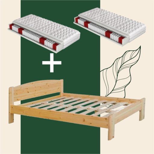 Henrik fenyő ágyváz alacsony lábvéggel  160 + 2 db Orfeusz 80x200 matrac