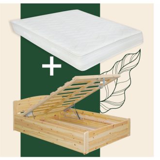   Henrik fenyő ágyneműtartós ágy + Sigló 90x200 matraccal
