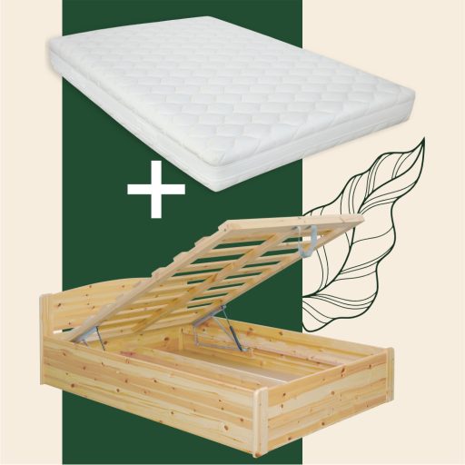 Henrik fenyő ágyneműtartós ágy + Perfect fusion 90x200 matraccal