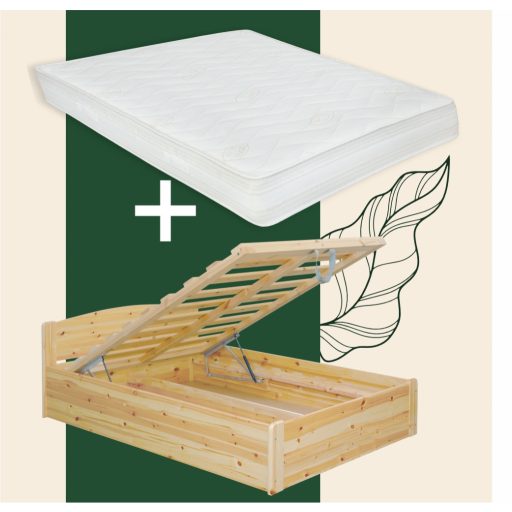 Henrik fenyő ágyneműtartós ágy 180 + Sigló 180x200 matraccal