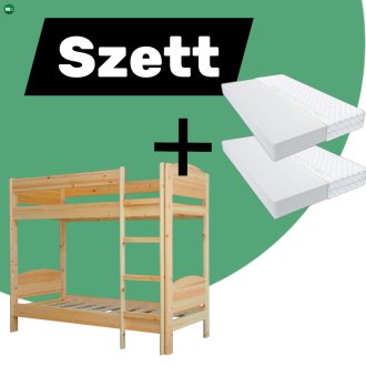 Henrik emeletes fenyő ágy + 2 db Max matrac 