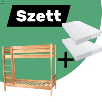 Leo fenyő emeletes ágy 90 + 2 db Max matrac