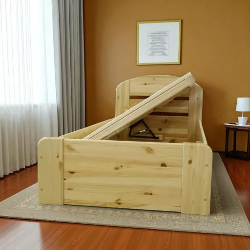 Anikó fenyő ágyneműtartós ágy jobb OLDALRA nyílós 90 + Max matrac 90'