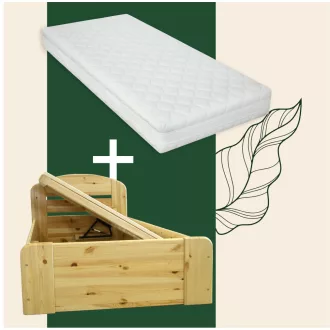   Anikó fenyő ágyneműtartós ágy bal OLDALRA nyíló 90 + prémium 7 zónás 90x200 matraccal