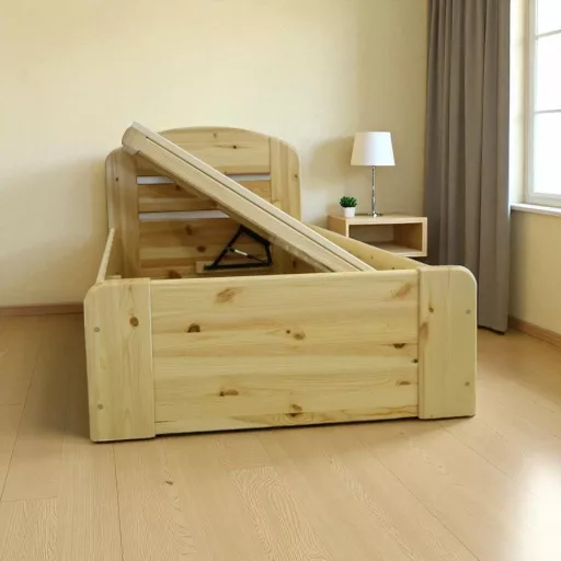 Anikó fenyő ágyneműtartós ágy bal OLDALRA nyíló 90 + Max matrac 90'