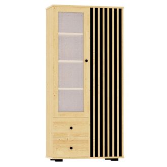 Panel-Lux fenyő Vitrines szekrény 2 fiókkal