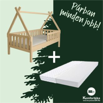   Dorka natúr 80x180 házikó gyerekágy + ajándék habmatrac