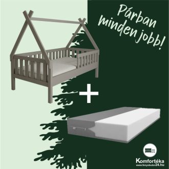   Dorka szürke 80x160 házikó gyerekágy + ajándék Leon matrac