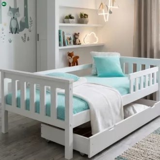   Max Asia fenyő fehér gyerekágy 80x160  + ajándék ágyráccsal