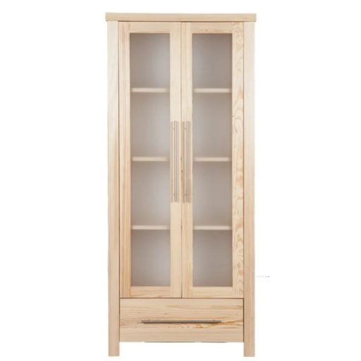 Amanda 2 ajtós 1 fiókos fenyő vitrines szekrény