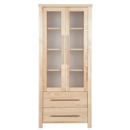 Amanda 2 ajtós 2 fiókos fenyő vitrines szekrény