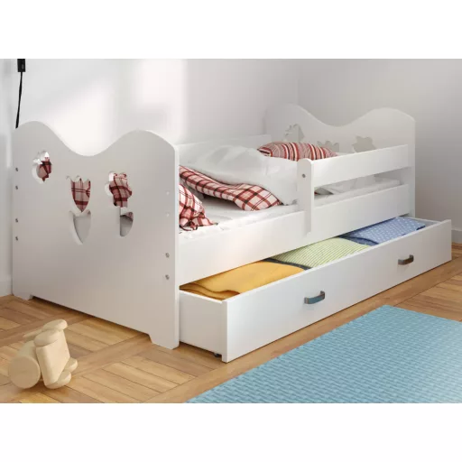 Mickey fenyő gyerekágy B2/Fehér/rózsaszín fiókkal