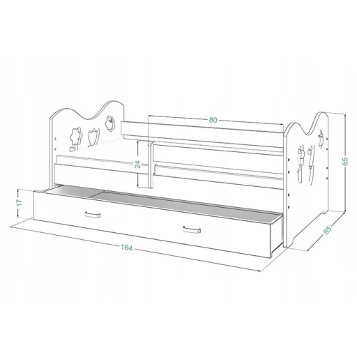 Mickey fenyő gyerekágy B2/Fehér/rózsaszín fiókkal