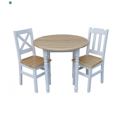 Étkezőasztal kerek faragott lábbal 90' két színnel