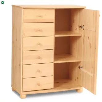 Anikó 1 ajtós 6 fiókos fenyő komód balos sorolható