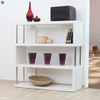 Könyvespolc, fehér/ lágy fényű, BENITO