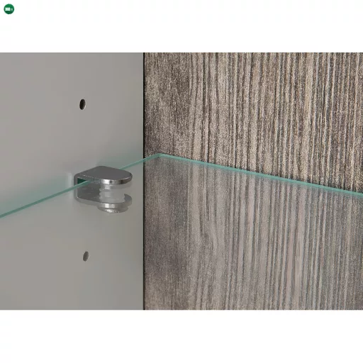 Vitrin, fehér extra magas fényű HG/trufla sonoma tölgy, balos, LYNATET 01