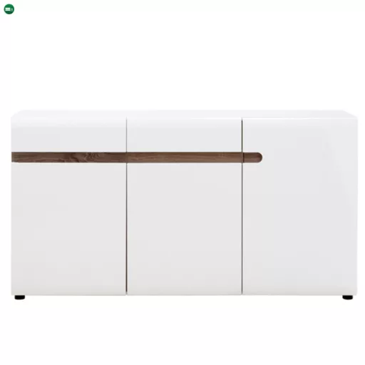 Komód, fehér - extra magas fényű HG/trufla sonoma tölgy, LYNATET 40