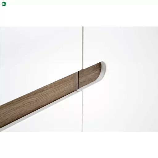 Komód, fehér - extra magas fényű HG/trufla sonoma tölgy, LYNATET 40