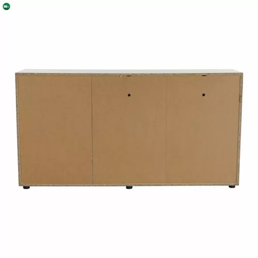 Komód, fehér - extra magas fényű HG/trufla sonoma tölgy, LYNATET 42