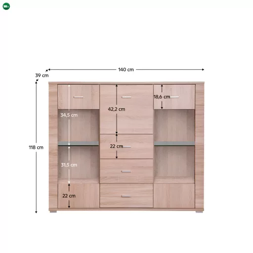 Komód typ 8, sonoma tölgy, GRAND