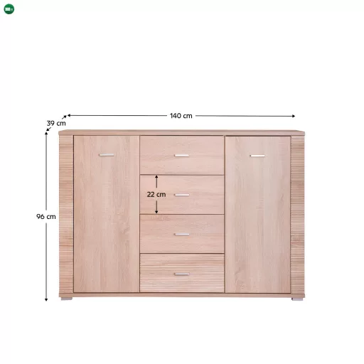 Komód typ 9, sonoma tölgy, GRAND