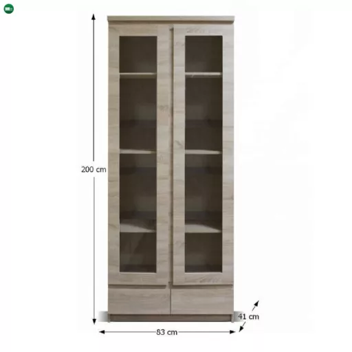 Vitrín 2D2S, tölgyfa sonoma, PANAMA TYP 03