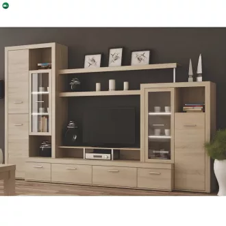   Nappali sor LED világítással, sonoma tölgyfa, ATLANTIS NEW