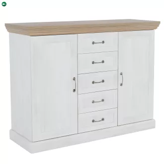   komód, 2-ajtós 5 fiókkal, északi sosna/vadtölgy, ROYAL K2D