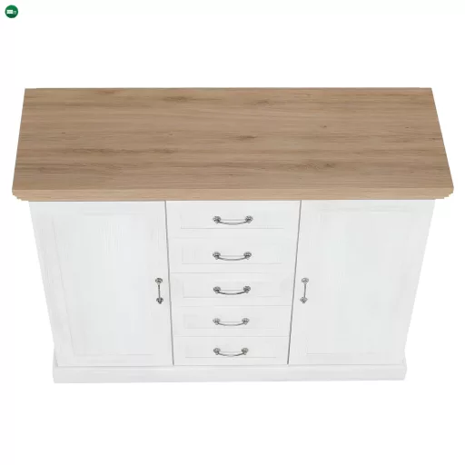 komód, 2-ajtós 5 fiókkal, északi sosna/vadtölgy, ROYAL K2D