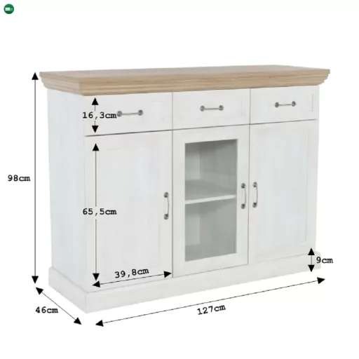 háromajtós komód, északi sosna/vadtölgy, ROYAL K1S