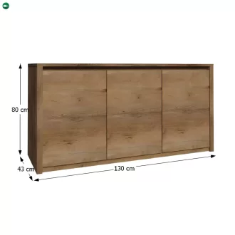 Komód 3- ajtós, tölgyfa lefkas, MONTANA K3D