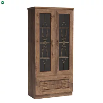 Vitrines szekrény, tölgy lefkas, TEDY Typ T8