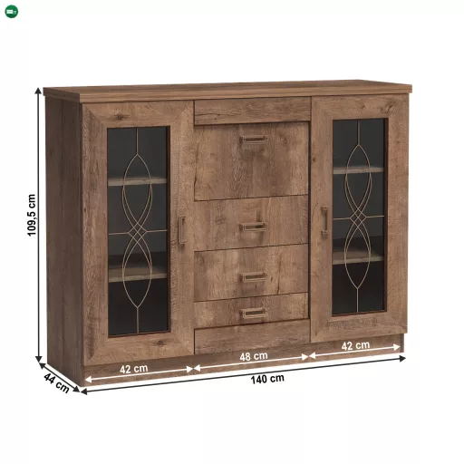 Komód, tölgyfa lefkas, TEDY TYP T14