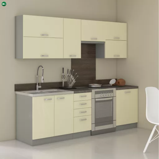Felsőszekrény, bézs magasfényű/szürke,  PRADO 80 GU-72