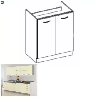   Alsó mosogató szekrény, magas fényű bézs, PRADO 80 ZL 2F BB