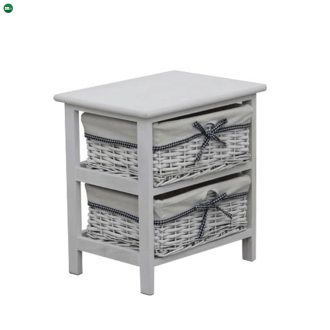 Komód, 2 fiókos, régi fehér RUBY2