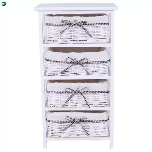 Komód, 4 fiókos, régi fehér, RUBY 4