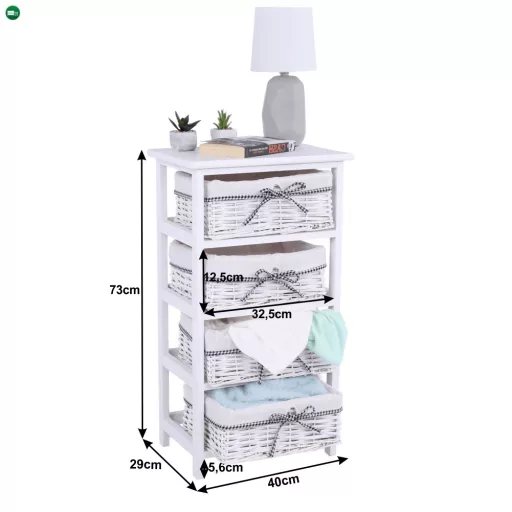 Komód, 4 fiókos, régi fehér, RUBY 4