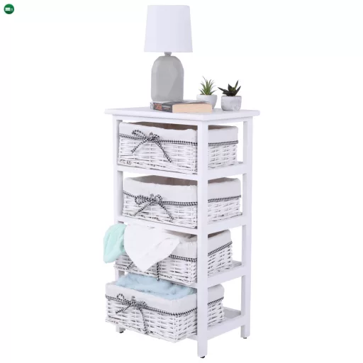 Komód, 4 fiókos, régi fehér, RUBY 4