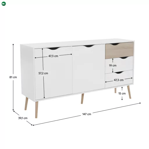 komód, tölgy sonoma / fehér, OSLO 75381