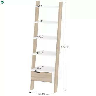 könyvespolc fiókkal, tölgy sonoma/fehér, OSLO 75385