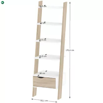 könyvespolc fiókkal, tölgy sonoma/fehér, OSLO 75385