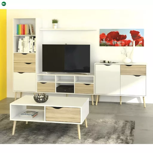 könyvespolc fiókkal, tölgy sonoma/fehér, OSLO 75385